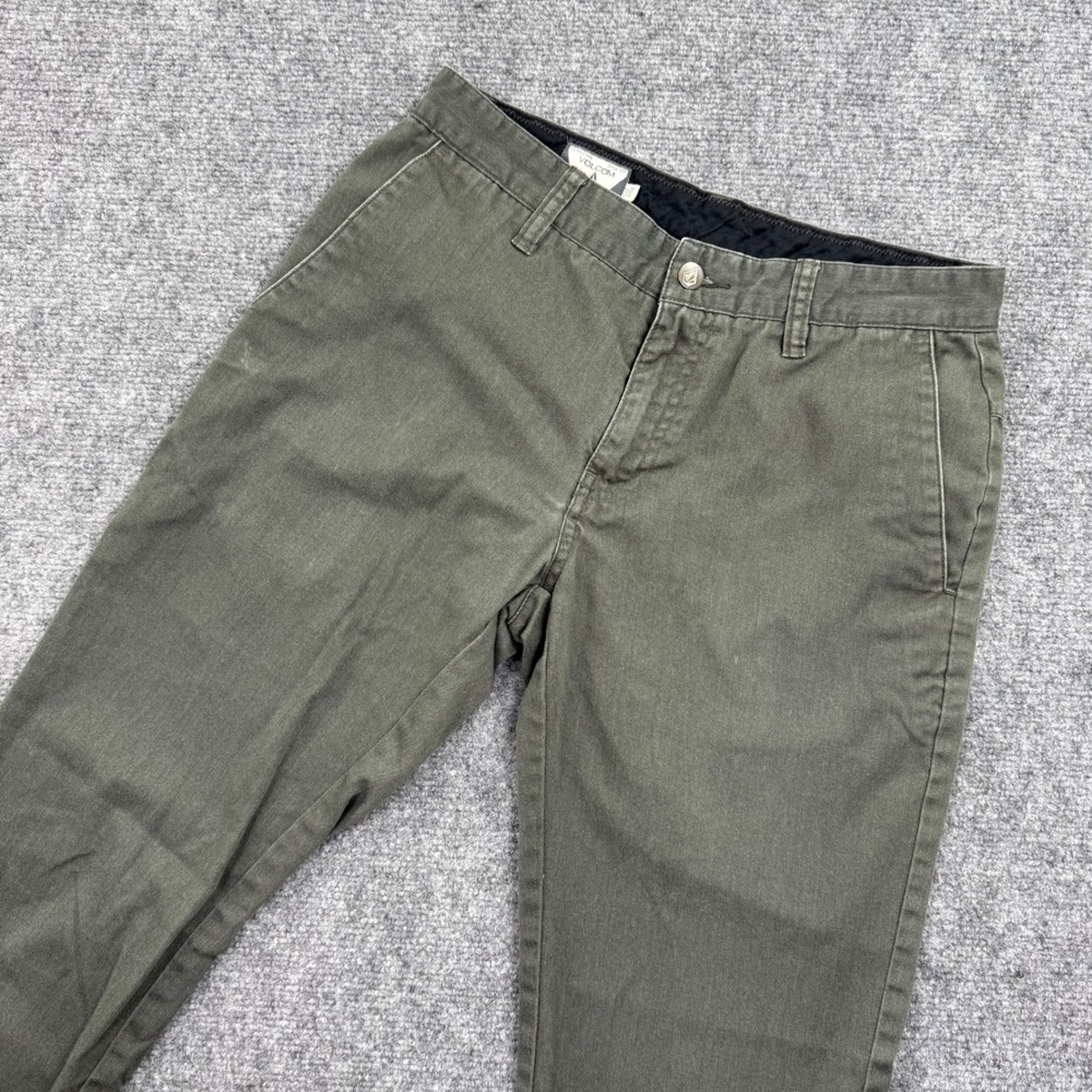 Volcom Men's Chino Pants‎ Olive Green Size 29x32 Cotton Blend Casual Cargo